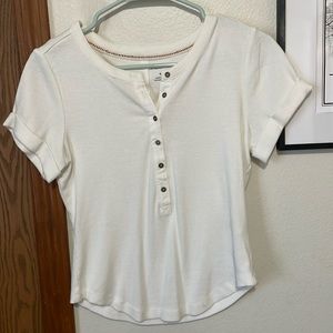 Never worn! Andie Ribbed Henley Top by Pilcro: Short-Sleeve